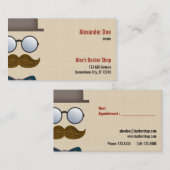 口ひげの理髪店の名刺 予約カード (正面/裏面)