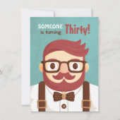 口ひげの紳士の人のバースデーパーティ招待状 招待状 (正面)