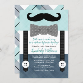 口ひげの赤ちゃんシャワーの招待ボーイミント 招待状