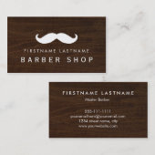 口ひげのWoodgrainの理髪店 名刺 (正面/裏面)