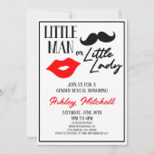 口ひげまたは口紅の女性または男性の性別が明らかになる 招待状 (正面)