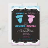 口ひげやまつげピンクブルー性別の表示 招待状 (正面)