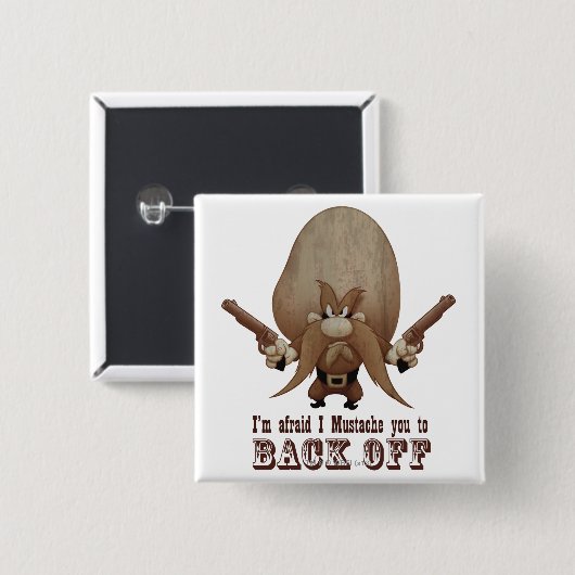 口ひげを口にして後ろへ下がる 缶バッジ (正面&裏面)