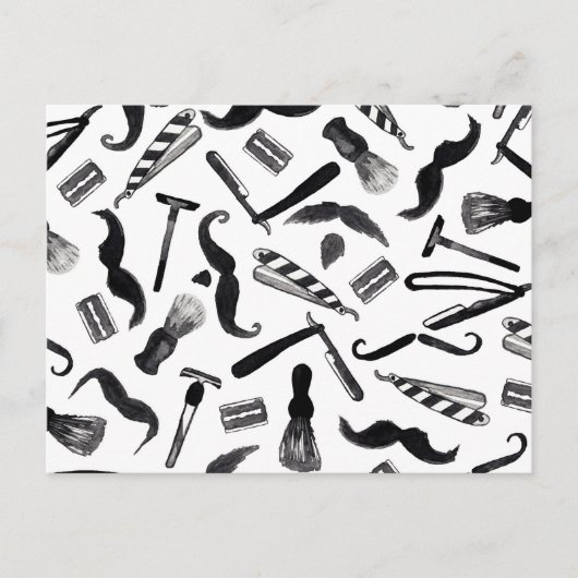 口ひげカミソリかみそり水カラー理容師パターン ポストカード (正面)