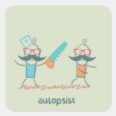 口ひげキャラクター付き自乾式の医療ユーモア スクエアシール (正面)