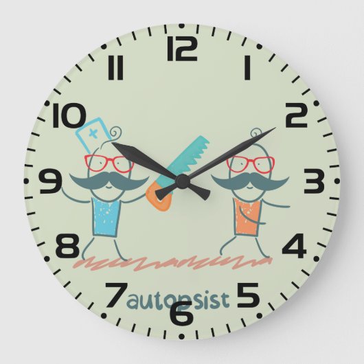 口ひげキャラクター付き自乾式の医療ユーモア ラージ壁時計 (正面)