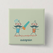 口ひげキャラクター付き自乾式の医療ユーモア 缶バッジ (正面)