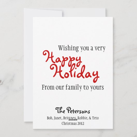 口ひげクリスマスツリーホリデーカード シーズンカード (裏面)