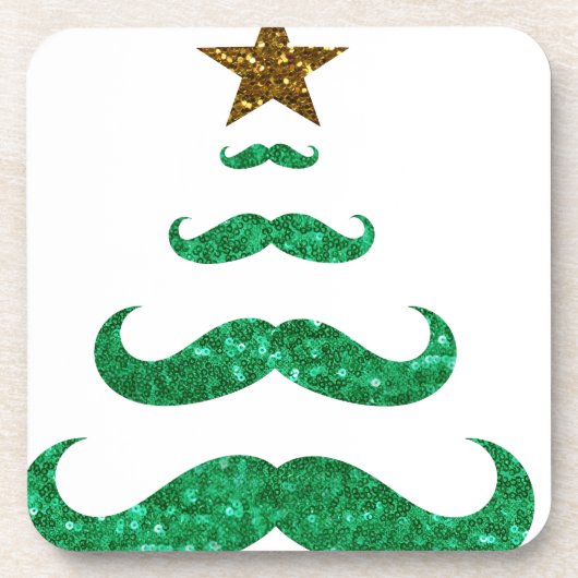 口ひげクリスマスツリー コースター (正面)