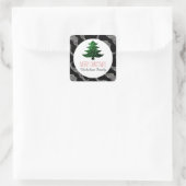 口ひげグリーンクリスマスツリー輝くギフトラベル スクエアシール (バッグ)