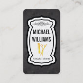 口ひげストライプのゴールデンシアースコーム 名刺 (正面)