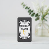 口ひげストライプのゴールデンシアースコーム 名刺 (スタンド正面)