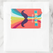 口ひげハッピーバースデー 長方形シール (バッグ)