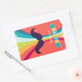 口ひげハッピーバースデー 長方形シール (封筒)