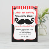 口ひげバッシュレッドホワイトブラックストライプの招待状 招待状 (スタンド正面)