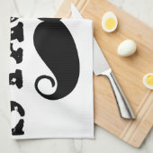 口ひげヒップスターレトロパターン キッチンタオル (四つ折り)