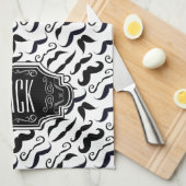 口ひげヒップスターレトロパターン キッチンタオル (四つ折り)