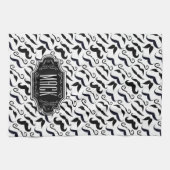 口ひげヒップスターレトロパターン キッチンタオル (横)