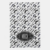 口ひげヒップスターレトロパターン キッチンタオル (縦)