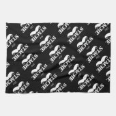 口ひげヒップスターレトロパターン キッチンタオル (横)