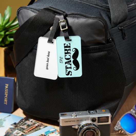 口ひげヒップスターレトロパターン ラゲッジタグ (正面&裏面)