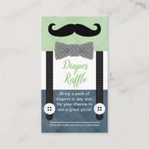 口ひげベビーオムツラッフルチケットグリーンネービーブルー