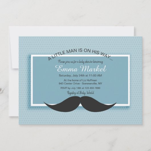 口ひげベビーシャワー 招待状 (正面)