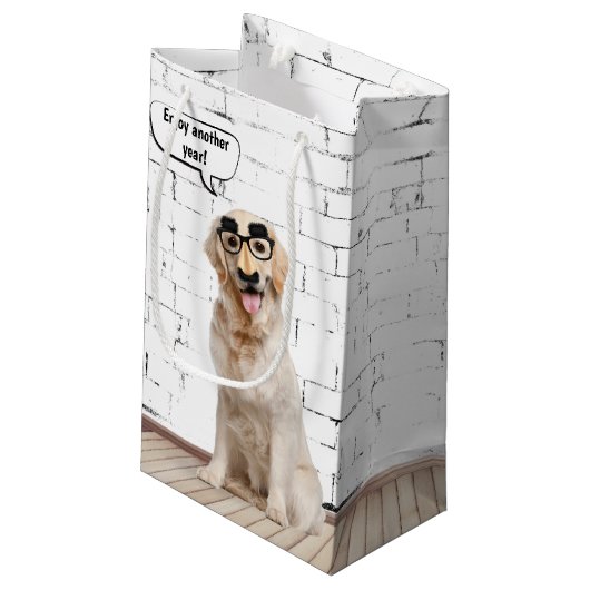 口ひげマスク付きゴールデンレトリバー スモールペーパーバッグ (裏面アングル)