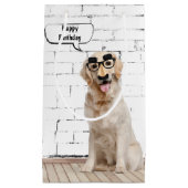 口ひげマスク付きゴールデンレトリバー スモールペーパーバッグ (正面)