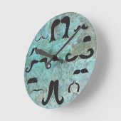 口ひげマニアターコイズウォールクロック ラウンド壁時計 (傾斜)