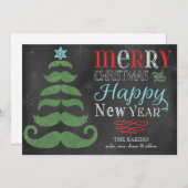 口ひげメリーチャルクボードフラットクリスマスカード シーズンカード (正面/裏面)