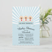 口ひげモダントリプレットボーイベビーシャワー招待状 招待状 (スタンド正面)