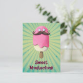 口ひげ付きピンクのアイスクリーム ポストカード (スタンド正面)