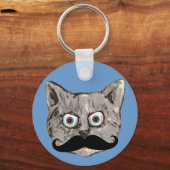 口ひげ付き猫おもしろい キーホルダー (正面)