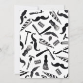 口ひげ剃刀の水彩理容師パターン 招待状 (裏面)