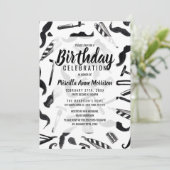 口ひげ剃刀の水彩理容師パターン 招待状 (スタンド正面)