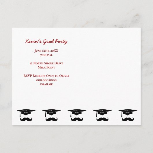 口ひげ卒業パーティー白黒発表 案内ポストカード (裏面)