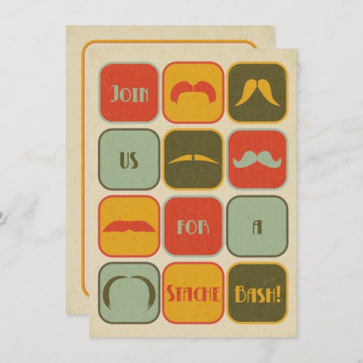 口ひげ口ひげ40歳のパーティの招待状 招待状 (正面/裏面)