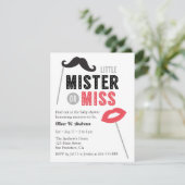 口ひげ唇の小道具ジェンダーが赤ちゃんのシャワーを明らかにする 招待状 (スタンド正面)