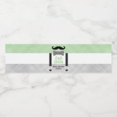 口ひげ小さな男の緑の灰色の男の子の赤ちゃんシャワー ペットボトルラベル (シングルラベル)