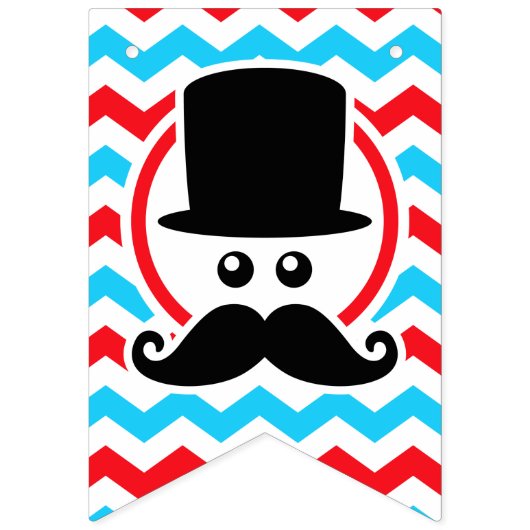 口ひげ小さな男の誕生日パーティバナー編集可能 バンティングフラッグ (第1の旗)