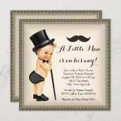 口ひげ小さな男の赤ちゃんシャワー 招待状 (正面/裏面)