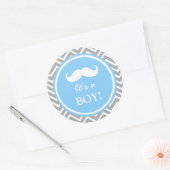 口ひげ山形男の赤ちゃんシャワー ラウンドシール (封筒)