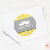 口ひげ山形男の赤ちゃんシャワー ラウンドシール (封筒)