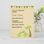 口ひげ恐竜テーマベビーシャワー招待状 招待状 (スタンド正面)