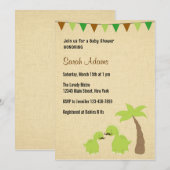 口ひげ恐竜テーマベビーシャワー招待状 招待状 (正面/裏面)