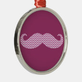 口ひげ放射オーキッドパープルシェブロンパターンおもしろい メタルオーナメント (右)