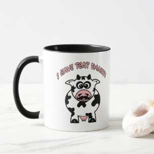 口ひげ牛の乳房にしみる マグカップ