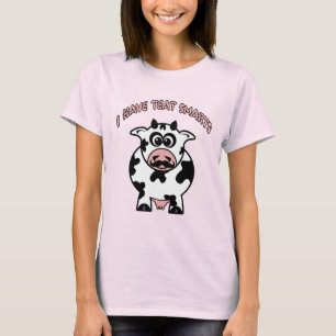 口ひげ牛の乳房にしみる Tシャツ