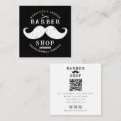 口ひげ理容師ショップモダンヘア男らしスタイリスト スクエア名刺 (正面/裏面)